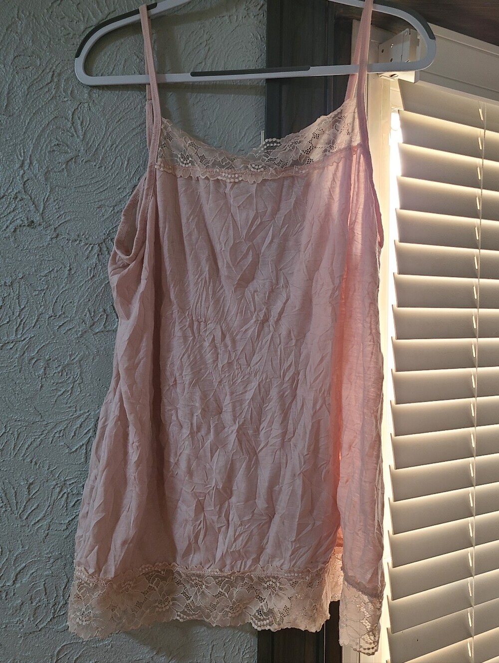 Maurices Y2k Lace-Trim Light Dusty Pink Camisole Tank Top
